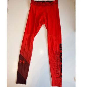Under Armour Men’s Compression Pants Size L Red Black HeatGear Leggings Tights